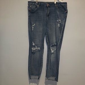 Plus size distressed jeans